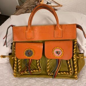 Dooney & Bourke Orange and Green Satchel